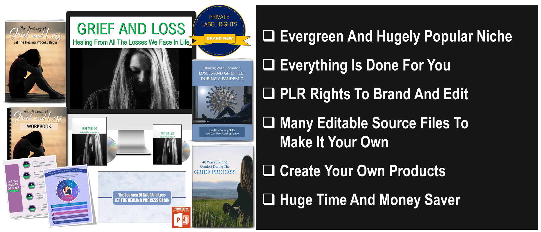 Grief and Loss Giant Content Pack with PLR Rights