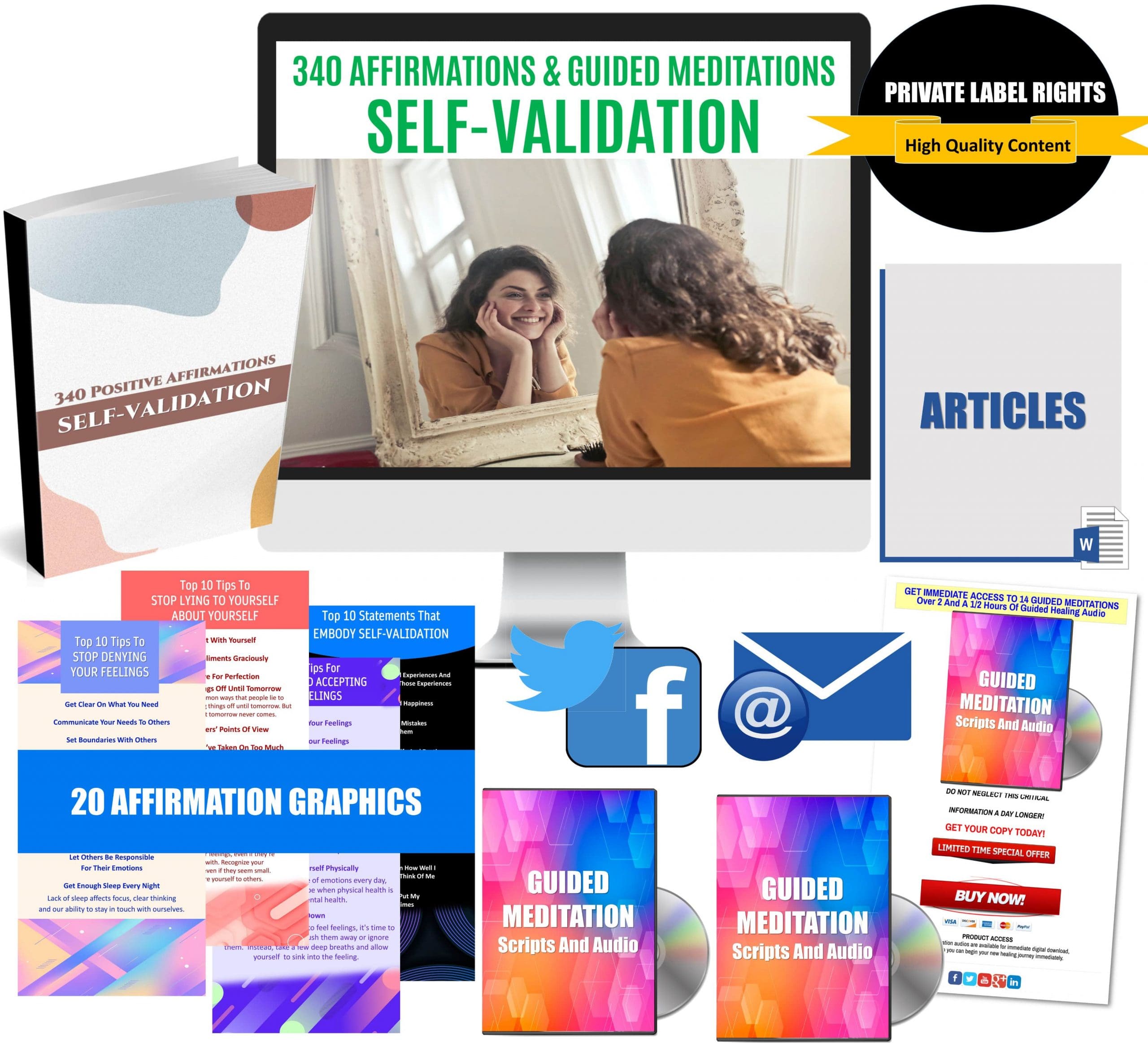 Self-Validation: 340 Affirmations And Guided Meditations Giant PLR