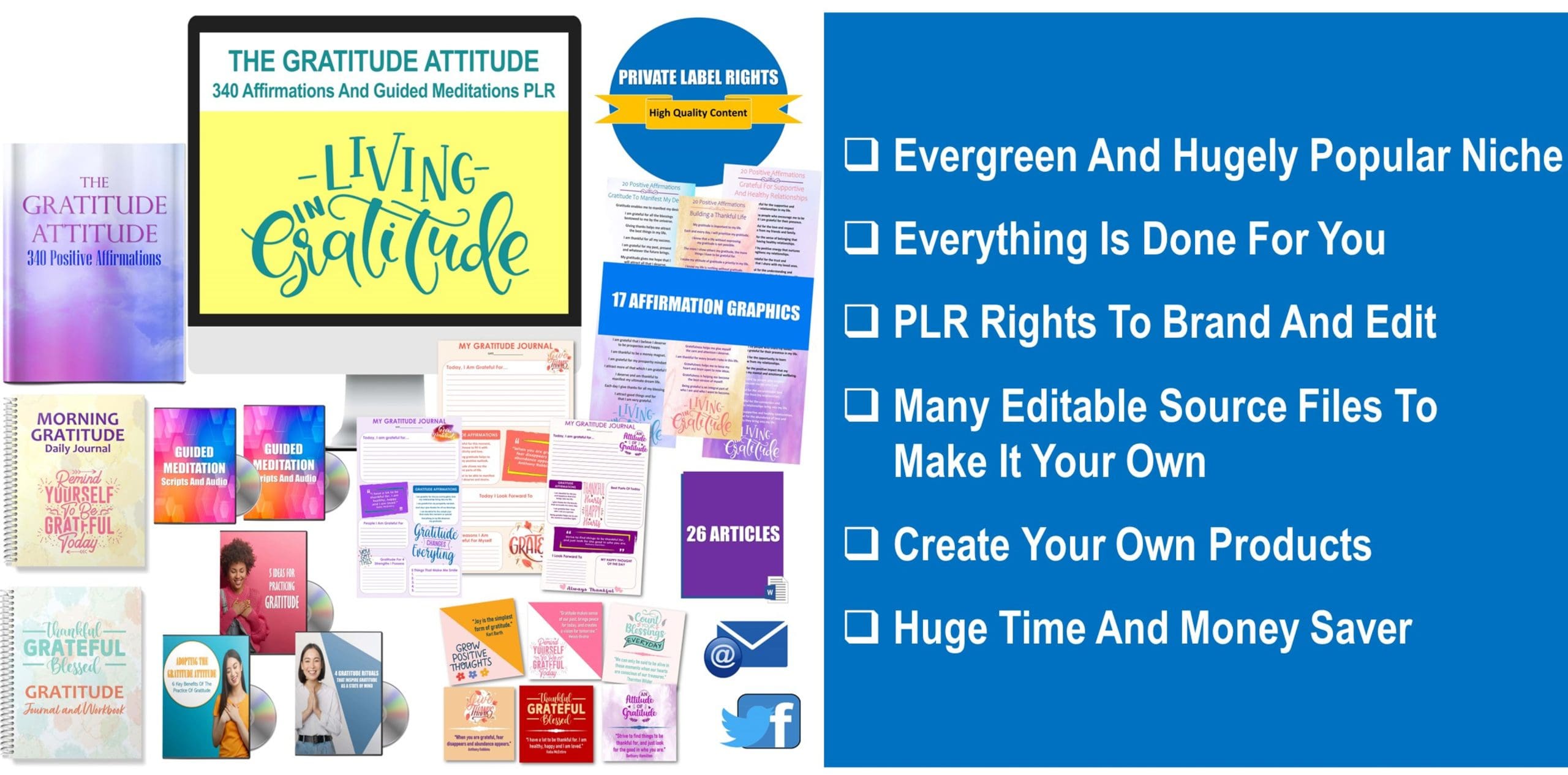 The Gratitude Attitude - 340 Affirmations And Guided Meditations PLR