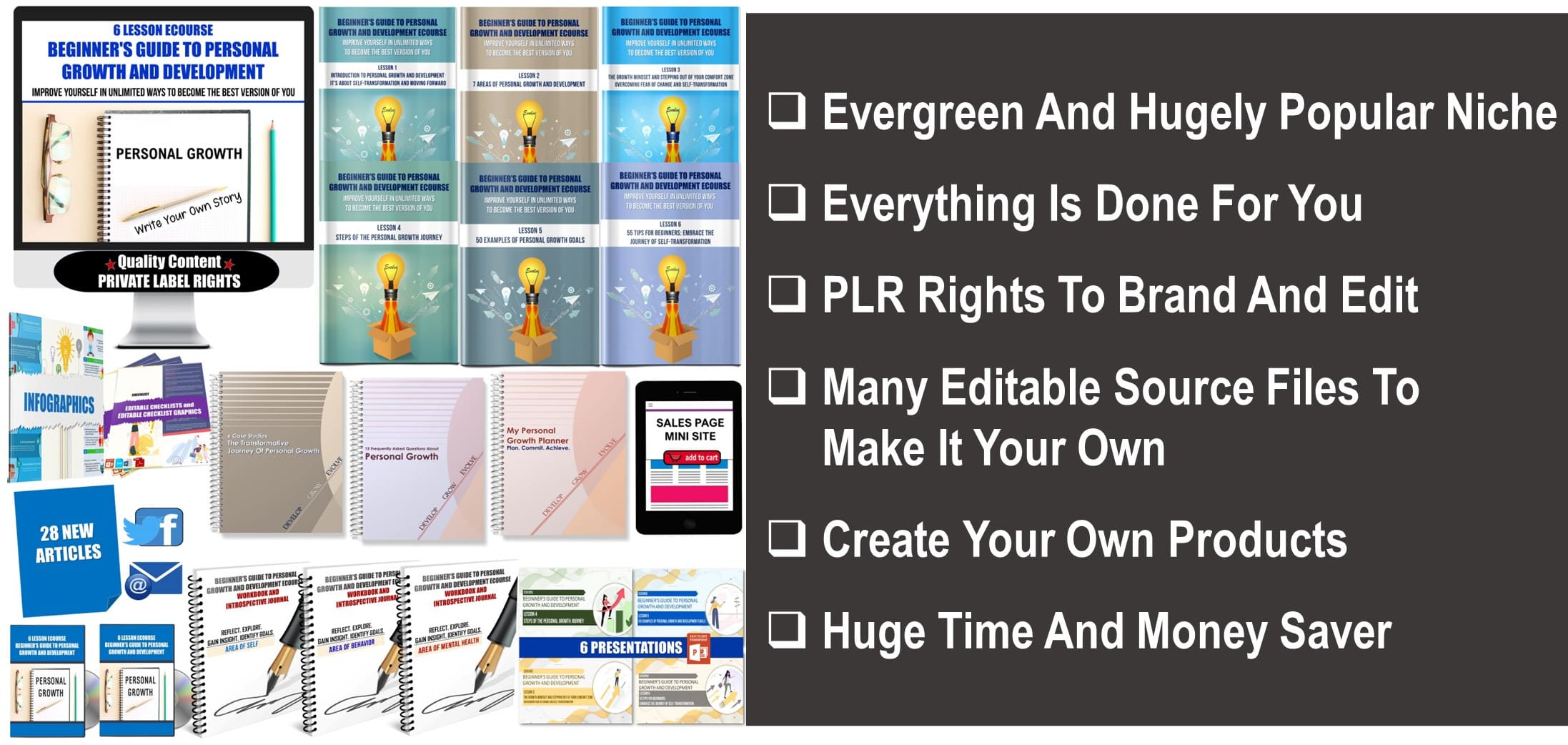 6 Lesson eCourse - Beginner's Guide To Personal Growth And Development Giant PLR