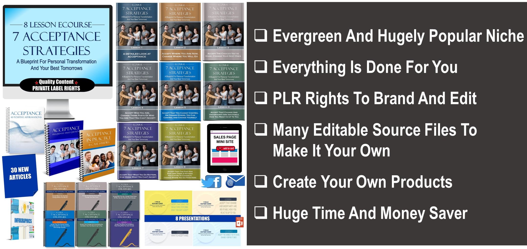 8 Lesson eCourse - 7 Acceptance Strategies - A Blueprint For Personal Transformation And Your Best Tomorrows PLR
