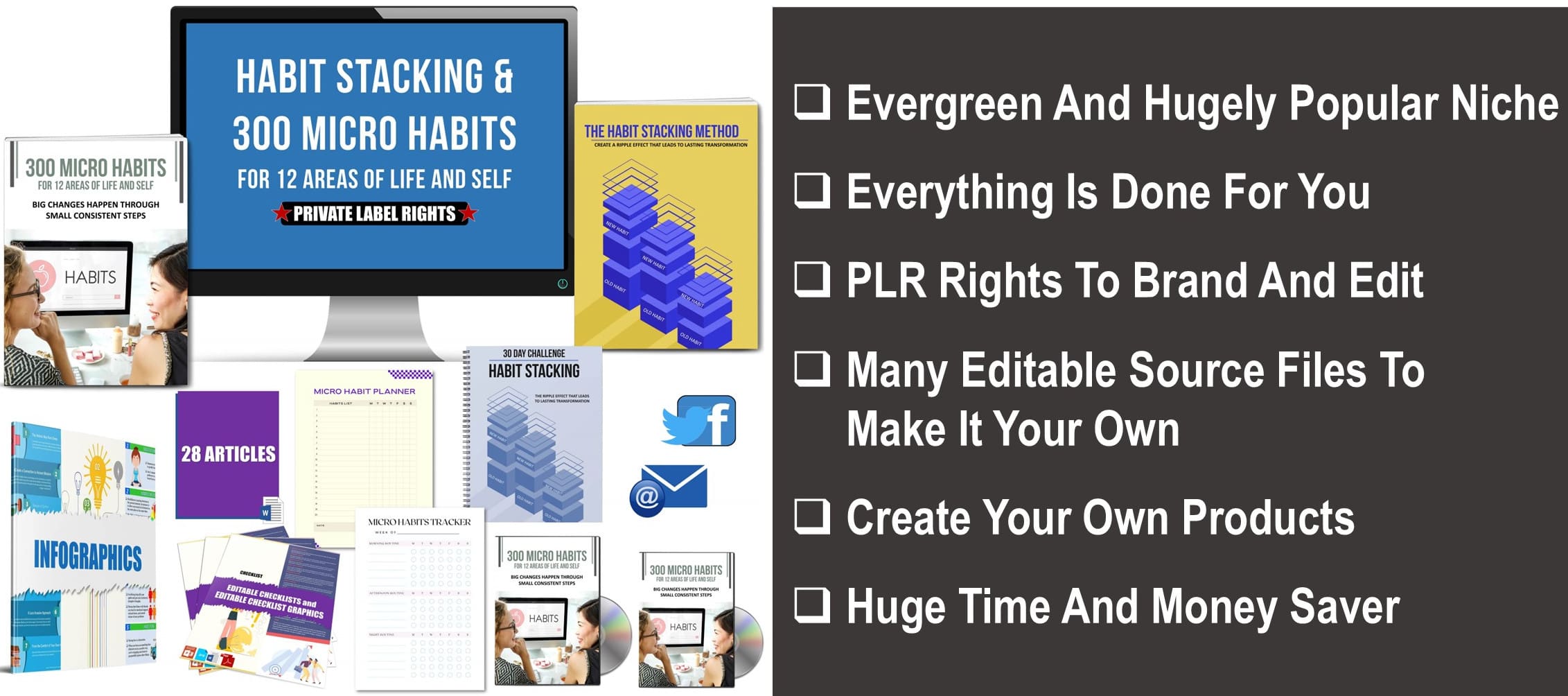 Habit Stacking + 300 Micro Habits For 12 Areas Of Life And Self PLR
