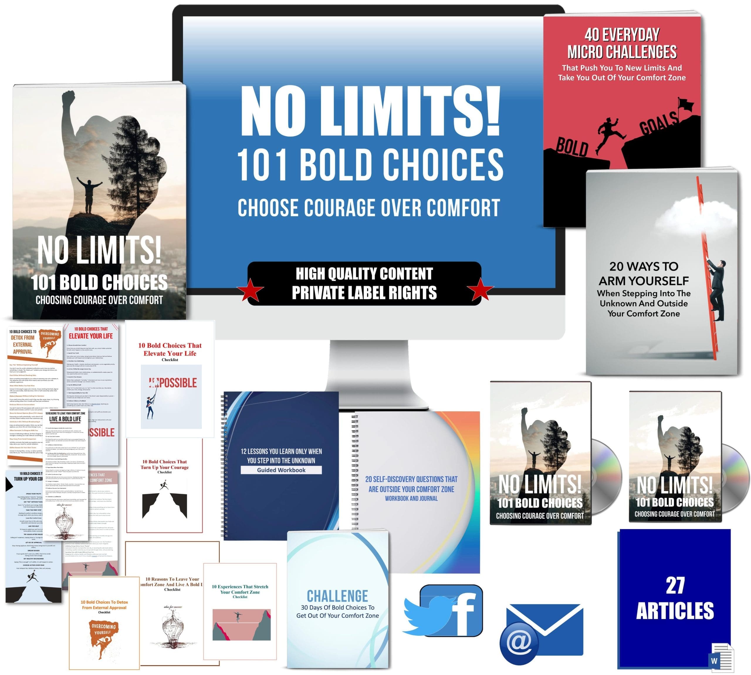 No Limits! 101 Bold Choices - Choose Courage Over Comfort PLR No Limits! 101 Bold Choices - Choose Courage Over Comfort PLR